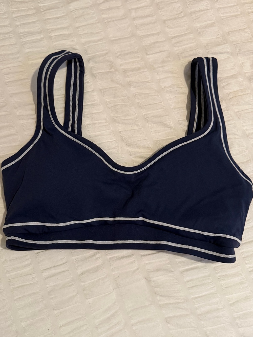 Navy Sports Bra w/ Contrast Trim